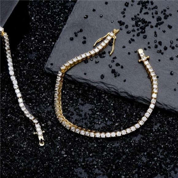 Gold & Silver Iced Out Tennis Bracelet - Picture 2 of 5